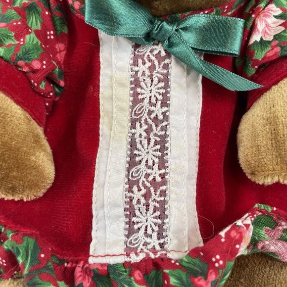 Commonwealth Velveteen Rabbit 12” Plush Bunny Red Floral Dress Bow Vtg 1995 - Picture 9 of 10